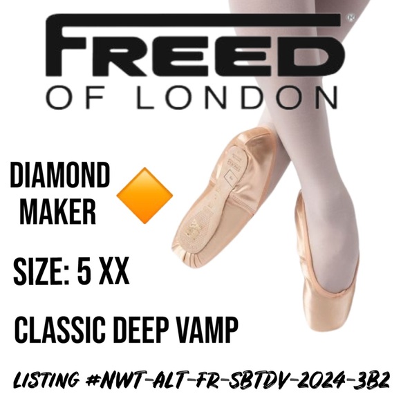 Freed of London Pointe Shoes Classic Deep Vamp SBTDV Diamond Maker Size 5XX - Picture 1 of 17